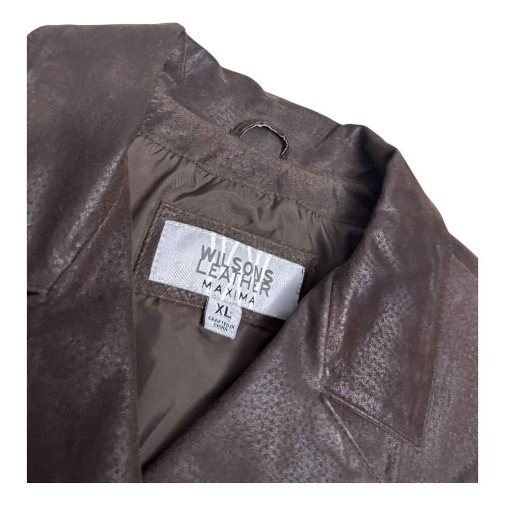 WILSONS LEATHER Brown Genuine Leather Luxury Designer Business Jacket Womens XL - Picture 4 of 6